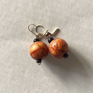 Wooden ball pierced earrings